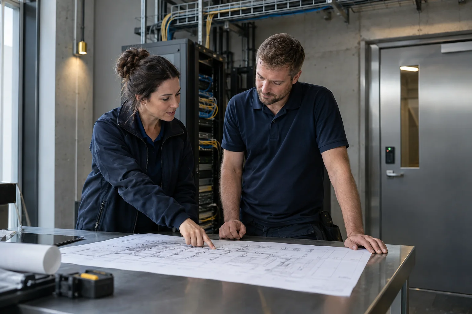 Security professionals coordinating a project